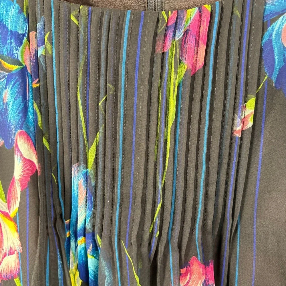 Vintage 1970s Chiffon Floral Dress Sheer Sleeve Romantic Prairie‎ Evening